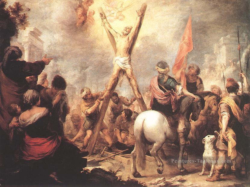 Le Martyre de St Andrew espagnol Baroque Bartolome Esteban Murillo Peintures à l'huile